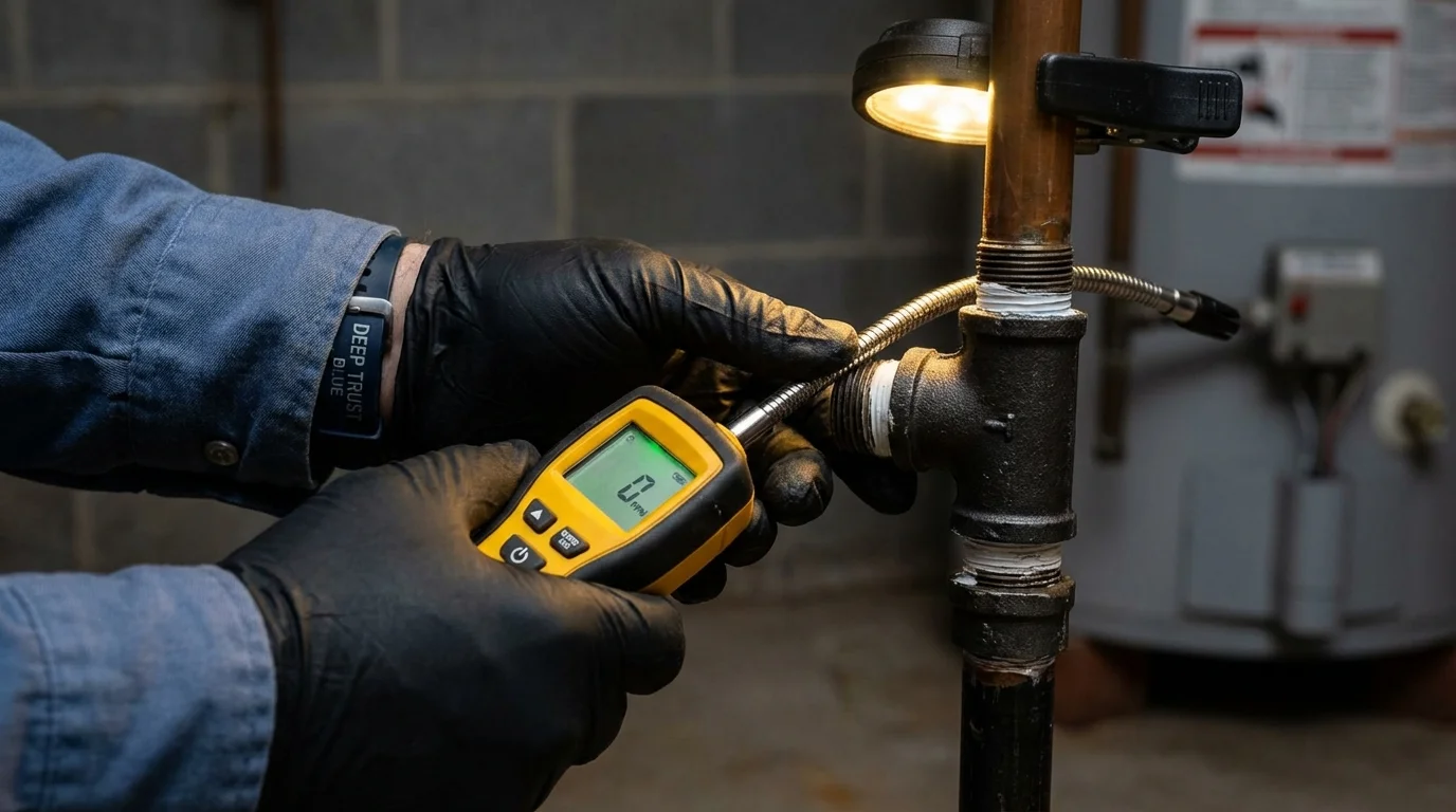 Gas leak detection with electronic sniffer by Johns Plumbing LLC in Tariffville