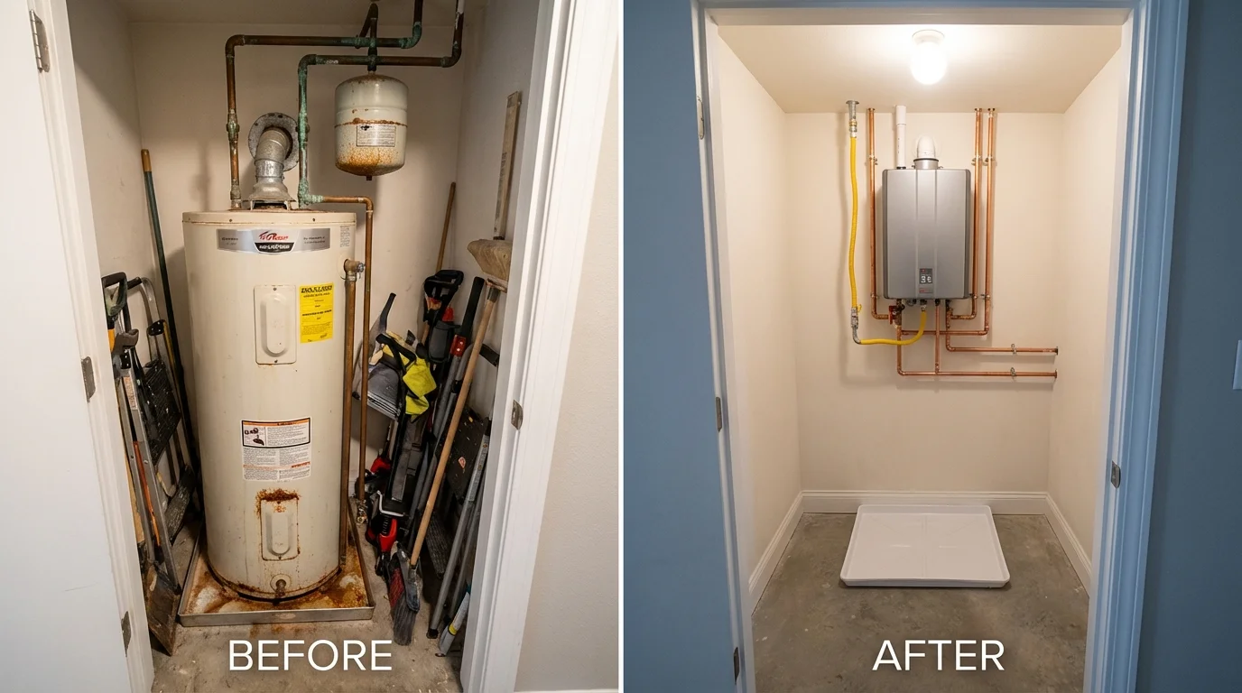 Tank water heater versus wall-mounted tankless unit comparison for Tariffville, CT homeowners